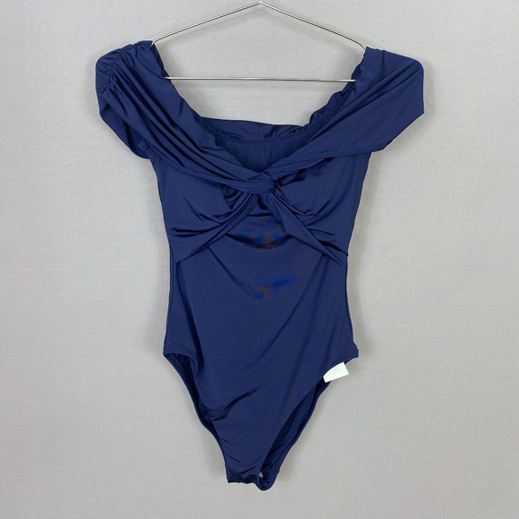 Trina Turk Getaway Solids Twist Bandeau One Piece Swimsuit in Midnight B… - Picture 3 of 13